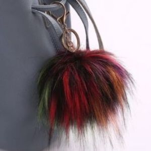 Colorful Faux Fur Pom Pom Keychain